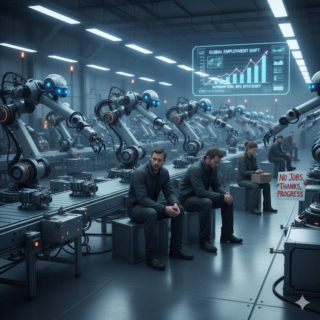 Robots will replace human workers in the future. ‎